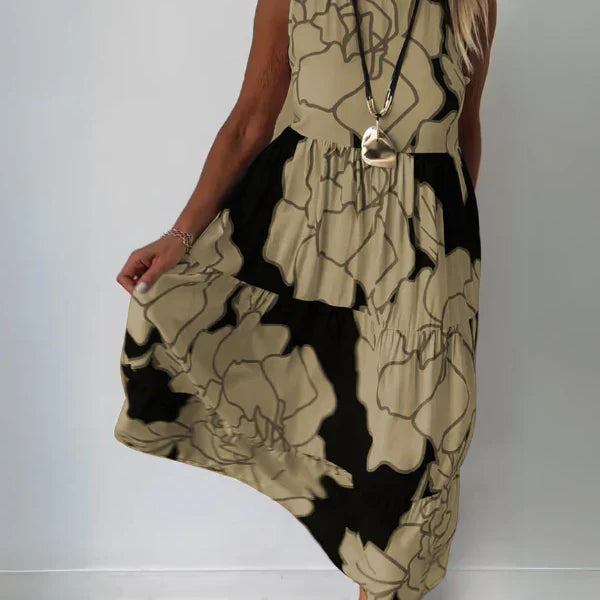 Bedrucktes schulterfreies Kleid