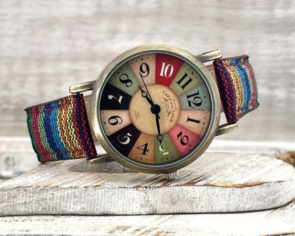 50% RABATT | Mehrfarbige Regenbogen-Muster Uhr