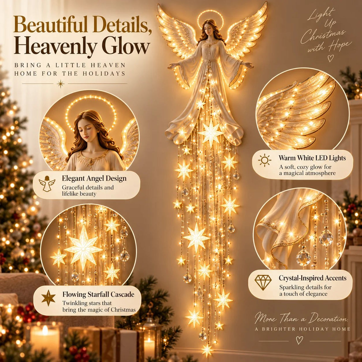Celestara™ Engel-Weihnachtsleuchte | Warmes Sternenlicht & festliche Wohlfühlatmosphäre