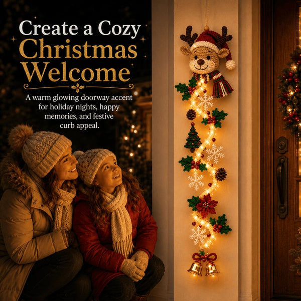 MerryCascade™ Leuchtender Weihnachts-Türhänger | Warmer Lichterglanz & Festliche Eingangsd ekoration
