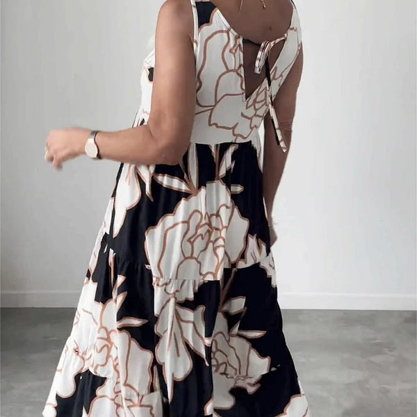 Bedrucktes schulterfreies Kleid