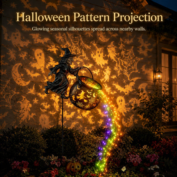 HexaGlow™ Halloween Hexenkessel Gartenlicht – Magische Farben & Projektionen für Ihre Halloween-Dekoration 🎃✨