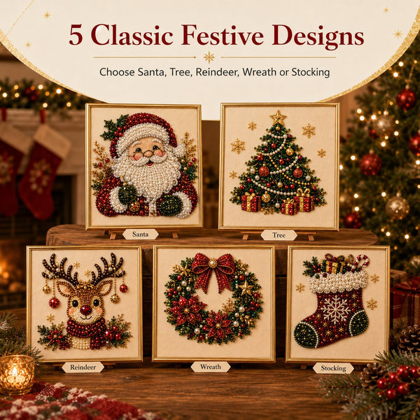 PearlMerry™ DIY-Weihnachts-Perlenkunst-Set – Festliche Bilder gestalten & gemütliche Winterabende kreativ genießen