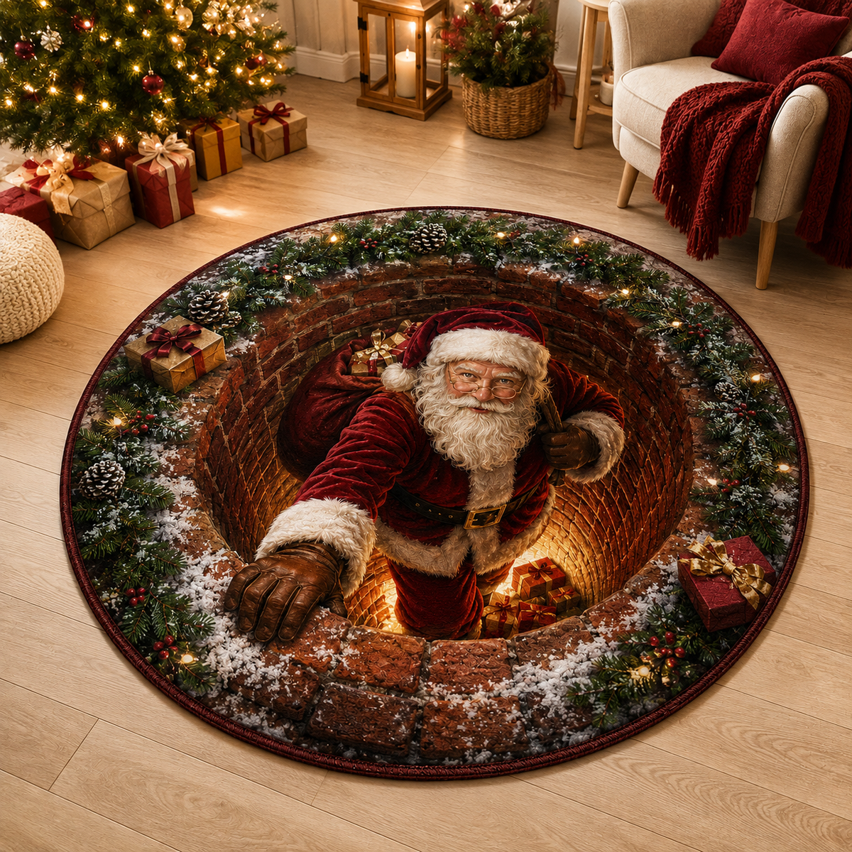 WinterVista™ 3D Weihnachts-Illusions-Teppich – Magische 3D-Tiefe für festliche Räume