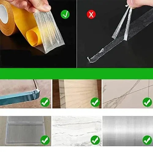 Super Sticky™ | Extra starkes transparentes doppelseitiges Gewebeklebeband