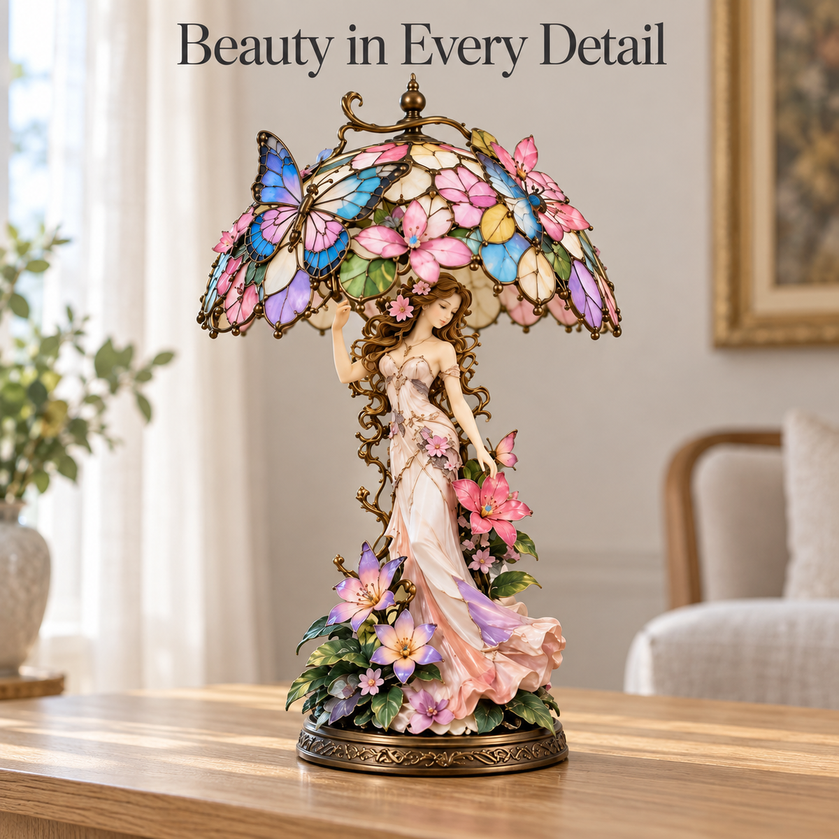 BlütenFairy™ Schmetterlingsfee-Tischlampe | Märchenhafter Lichterglanz & florale Eleganz