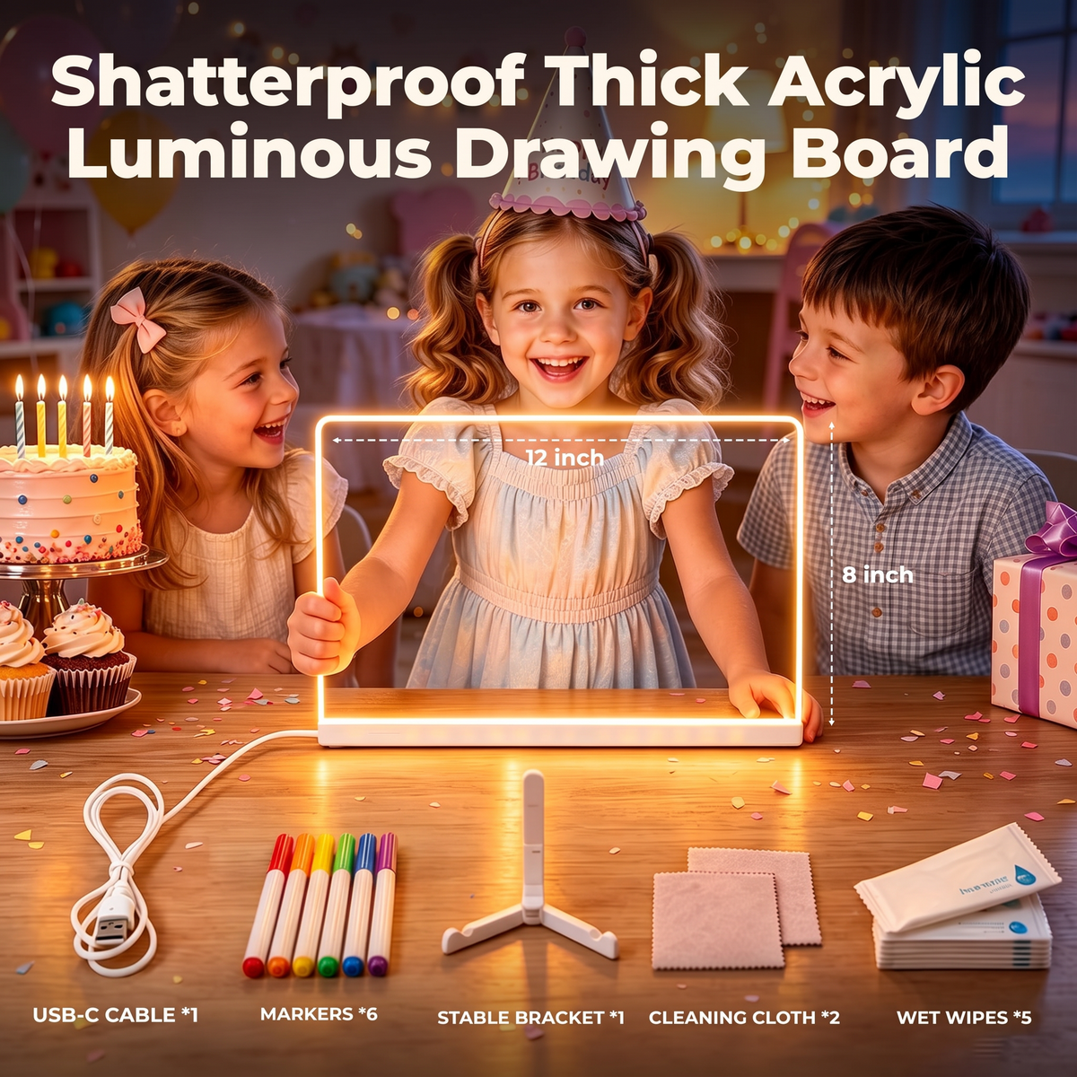 GlowMio™ LED-Zeichenbrett für Kinder | Kreativer Malspass ohne Bildschirm