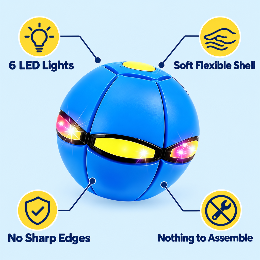 Bounzora™ Leuchtender Magic-Ball | Fliegende Scheibe und Hüpfball in einem