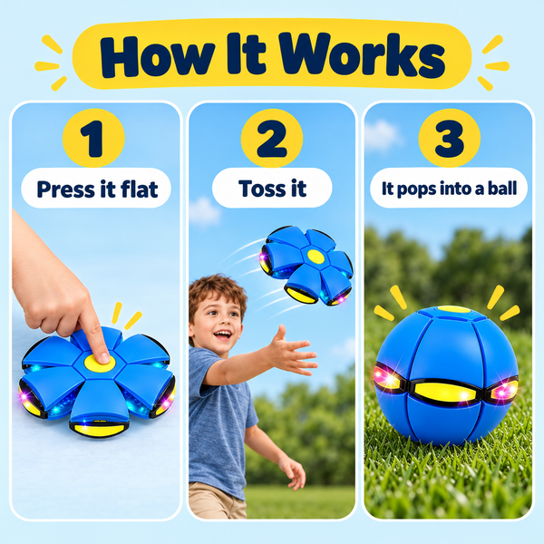 Bounzora™ Leuchtender Magic-Ball | Fliegende Scheibe und Hüpfball in einem