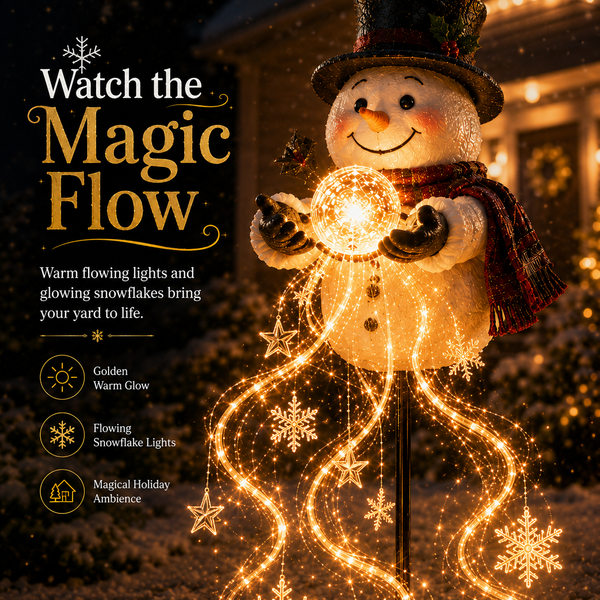 SnowLumi™ Solar-Schneemann-Gartenleuchte | Magischer Schneeflocken-Lichteffekt & Weihnachtszauber