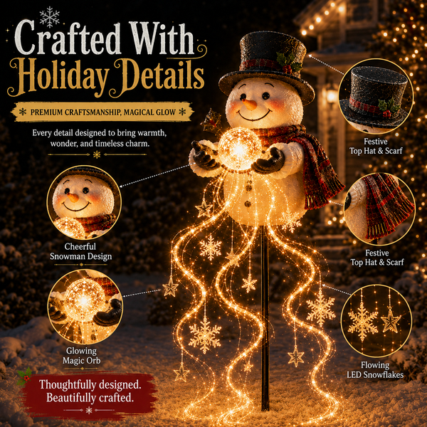 SnowLumi™ Solar-Schneemann-Gartenleuchte | Magischer Schneeflocken-Lichteffekt & Weihnachtszauber