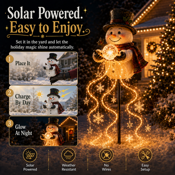 SnowLumi™ Solar-Schneemann-Gartenleuchte | Magischer Schneeflocken-Lichteffekt & Weihnachtszauber