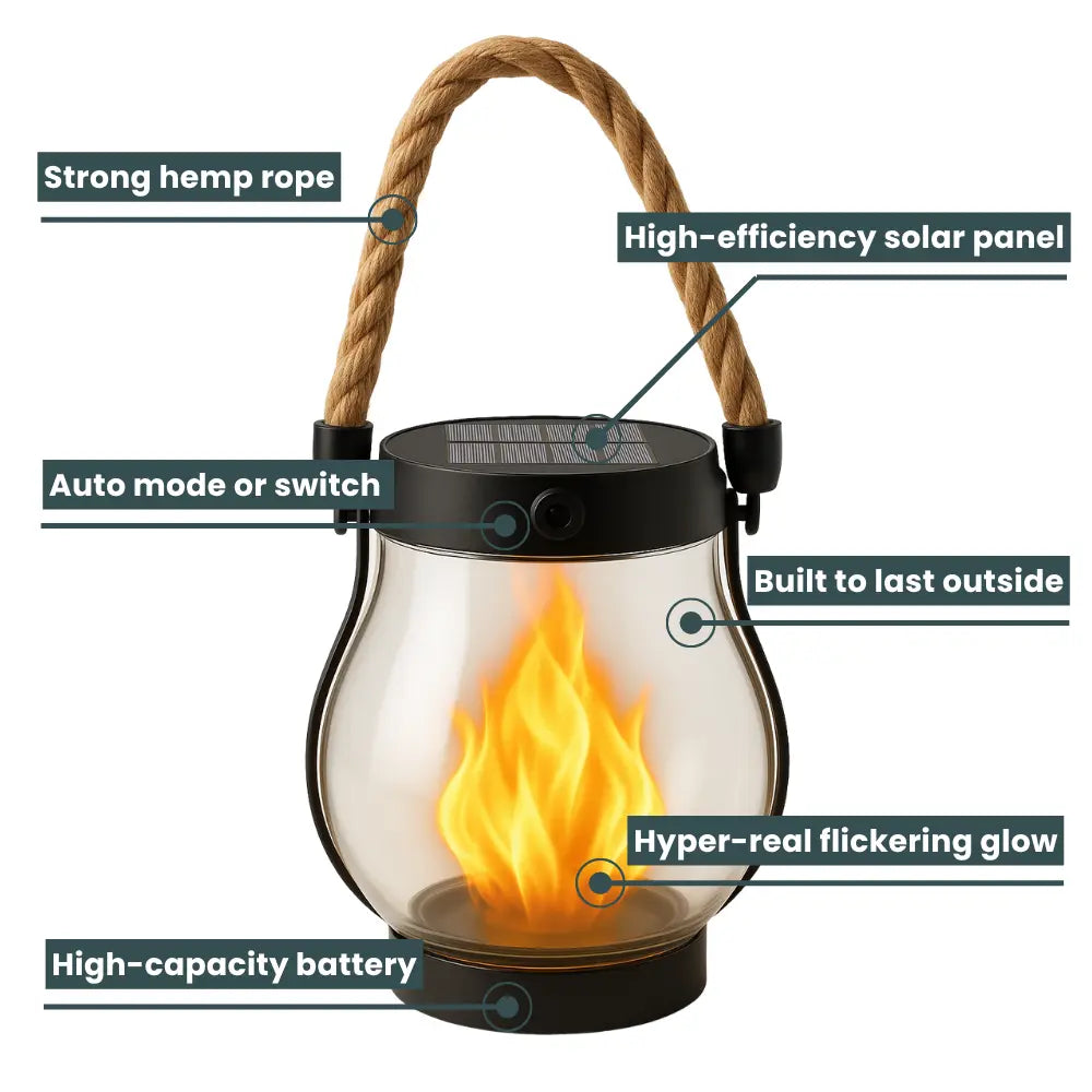 GlowHaven™ | Solar Flammenlaterne – Für Warmes Ambiente & Stimmungsvolle Abende