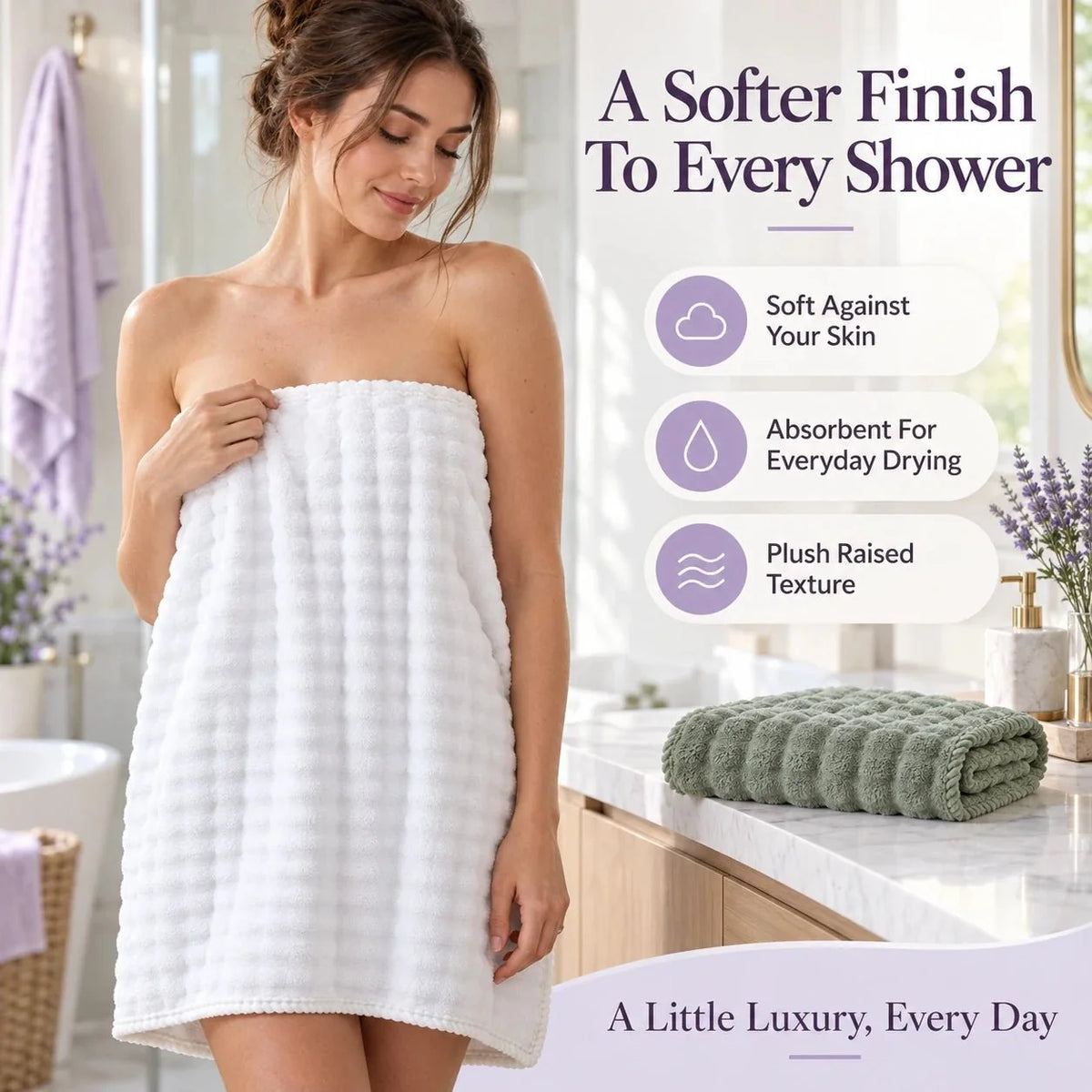 LuxeLoom™ Bubble-Badetuch | Luxuriöse Weichheit & kuscheliger Komfort