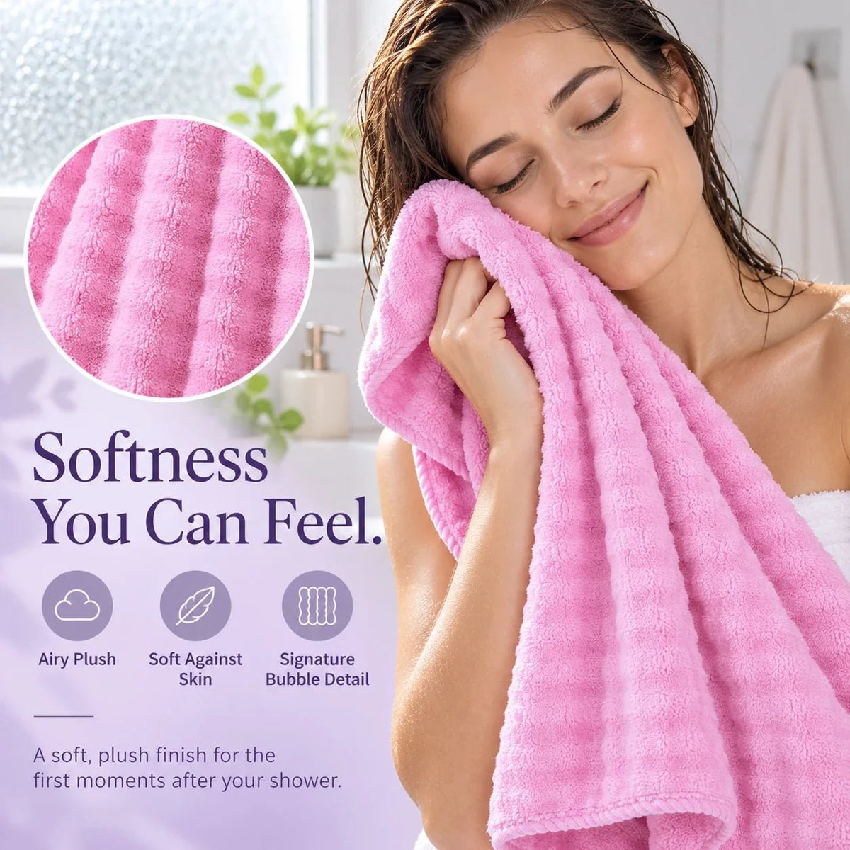 LuxeLoom™ Bubble-Badetuch | Luxuriöse Weichheit & kuscheliger Komfort
