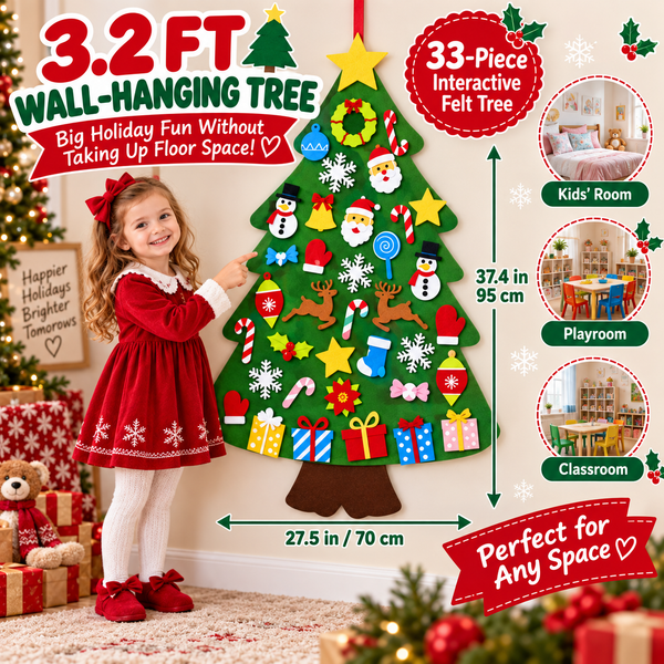 WonderTree™ Filz-Weihnachtsbaum-Set | Kreativer, bildschirmfreier Weihnachtsspass für Kinder