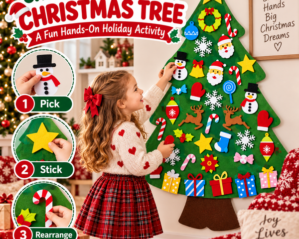 WonderTree™ Filz-Weihnachtsbaum-Set | Kreativer, bildschirmfreier Weihnachtsspass für Kinder