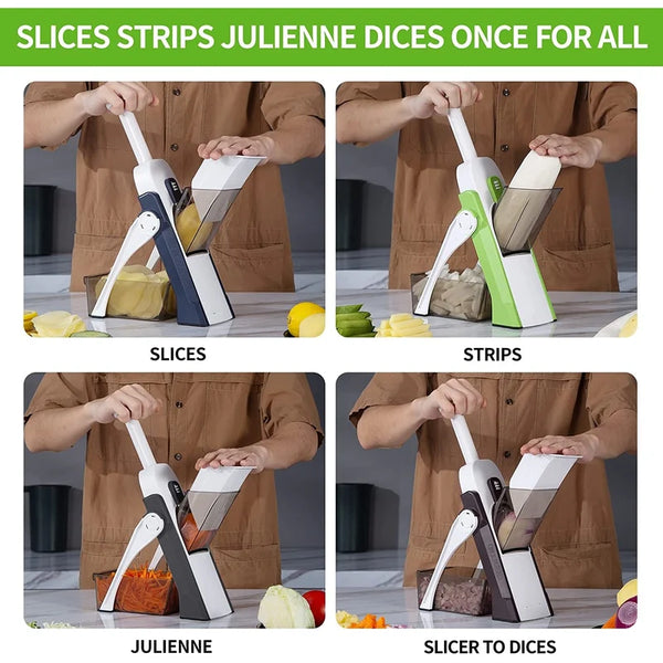 Slicora™ Manueller Gemüseschneider | 8 Schnittstärken & sicheres Schneiden