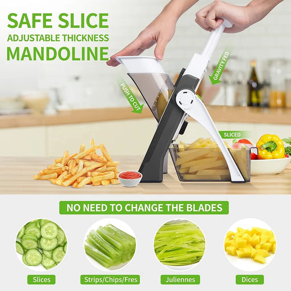 Slicora™ Manueller Gemüseschneider | 8 Schnittstärken & sicheres Schneiden