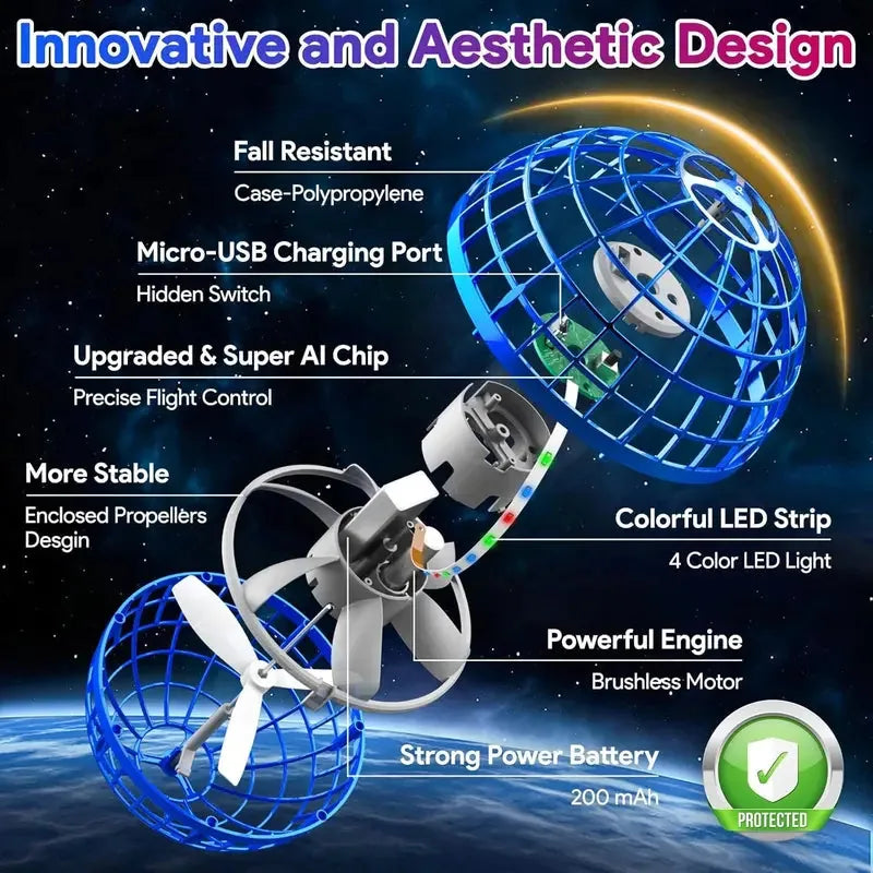 Flyora™ Galaxy Flugkugel – Leuchtender Boomerang-Flugspaß für Groß &amp; Klein
