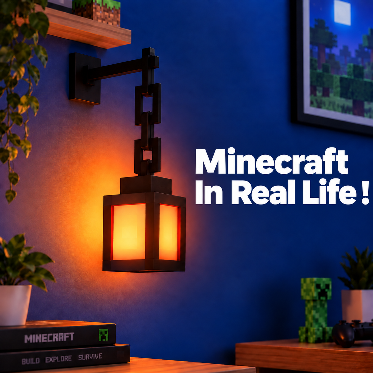 BlockGlow™ Minecraft-Laternenlampe | 16 Farben für dein Pixel-Paradies