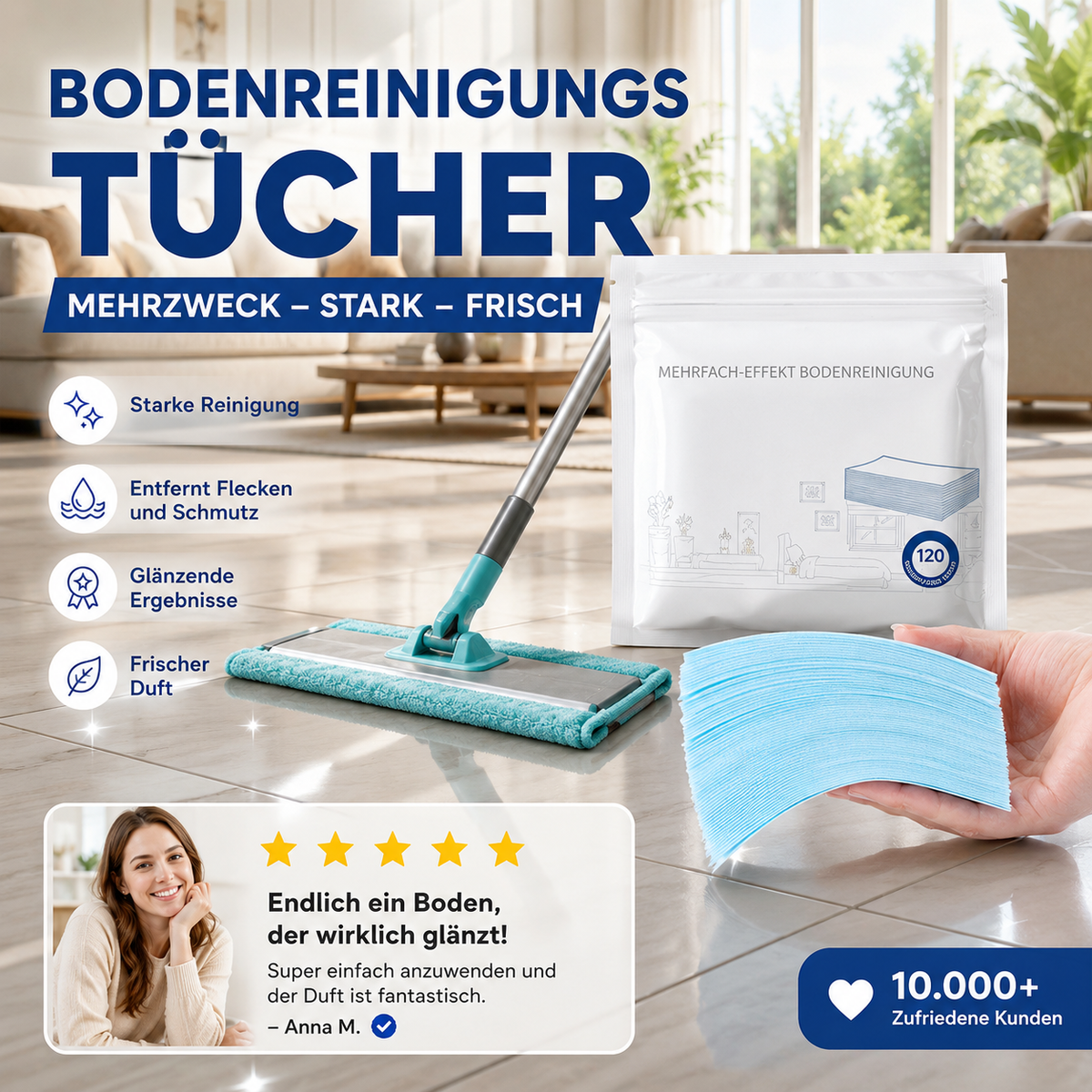 📢 50% RABATT!! 💞 2+1 GRATIS!! 🎁 Wasserlösliche Bodenreinigungstücher
