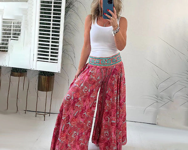 BohoBreeze™ – Leichte Ethno-Paisley-Hose mit elastischem Patchwork-Taillenbund