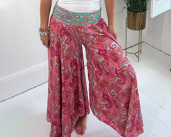 BohoBreeze™ – Leichte Ethno-Paisley-Hose mit elastischem Patchwork-Taillenbund