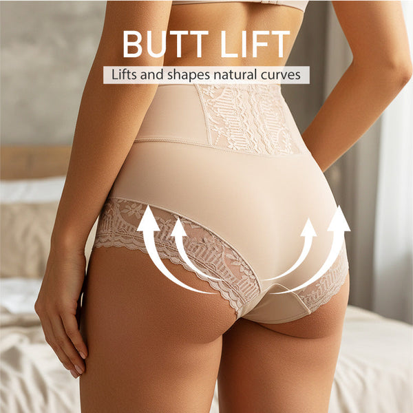 Damen-Slip mit hoher Taille, aus Spitze, zur Bauchstraffung und Po-Formung
