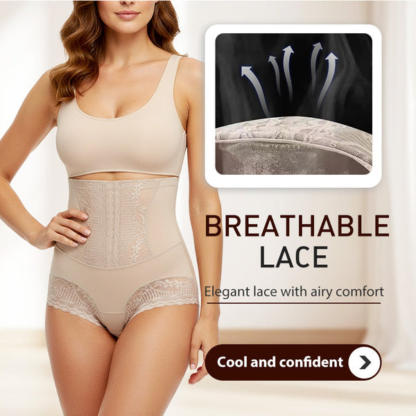 Damen-Slip mit hoher Taille, aus Spitze, zur Bauchstraffung und Po-Formung