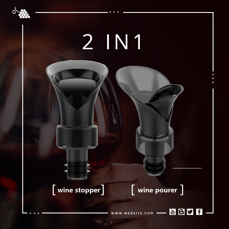VinoLuxe™ 2-in-1 Weinverschluss mit Ausgießer – Frische bewahren & sauber servieren
