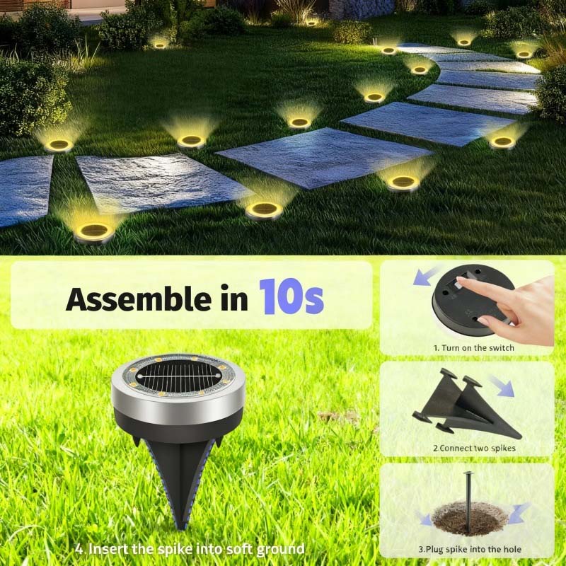 TerraGlow™ Solar-Gartenleuchten im 4er-Set | Stimmungsvolle Gartenwege ohne Kabel