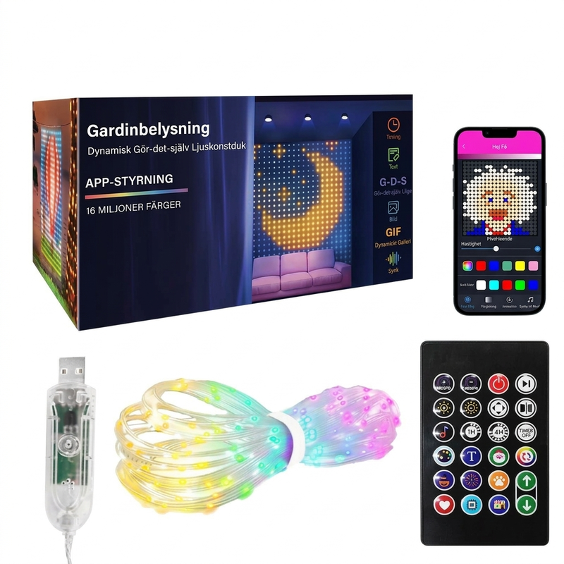 LumiVexa™ LED-Vorhang-Lichterkette | Individuelle Lichtshows per App