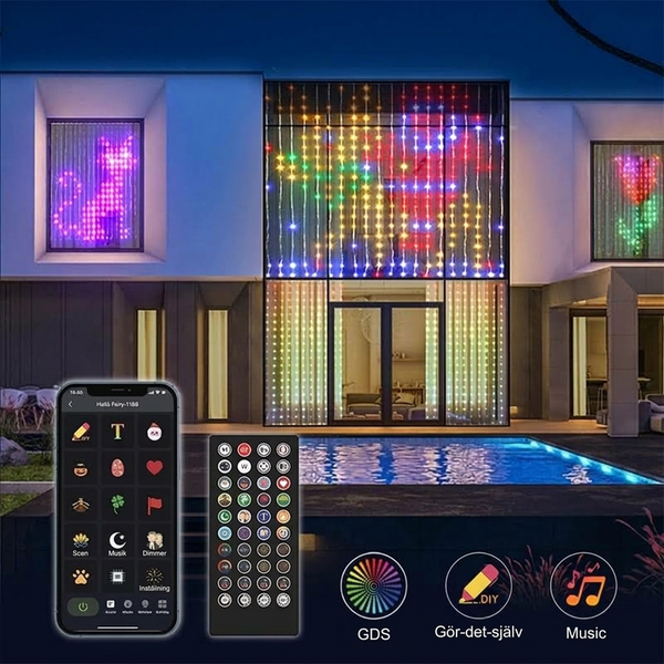LumiVexa™ LED-Vorhang-Lichterkette | Individuelle Lichtshows per App