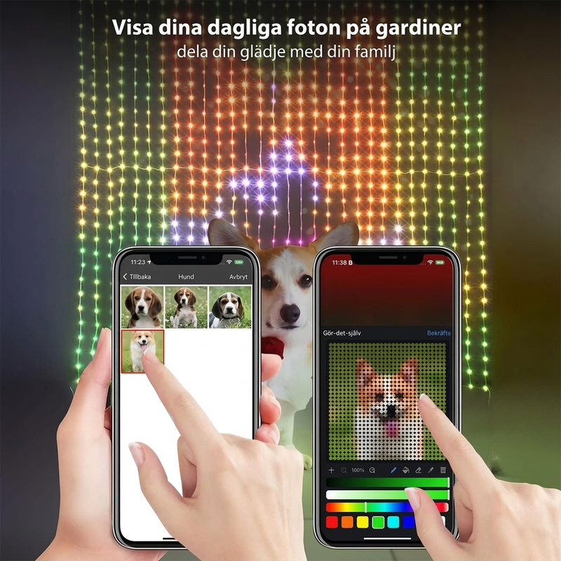 LumiVexa™ LED-Vorhang-Lichterkette | Individuelle Lichtshows per App