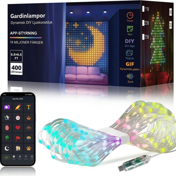 LumiVexa™ LED-Vorhang-Lichterkette | Individuelle Lichtshows per App