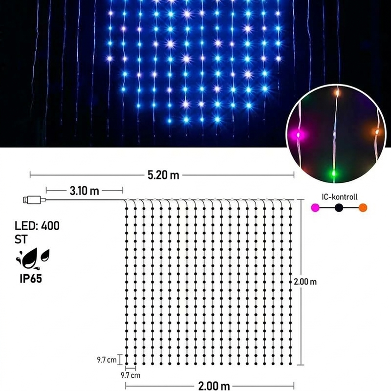 LumiVexa™ LED-Vorhang-Lichterkette | Individuelle Lichtshows per App