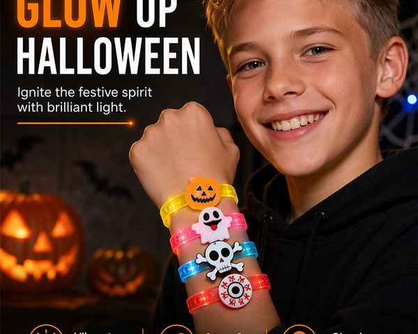 GlowWitch™ Halloween-LED-Armband | Leuchtender Party-Look & festliches Halloween-Accessoire (2Pcs)