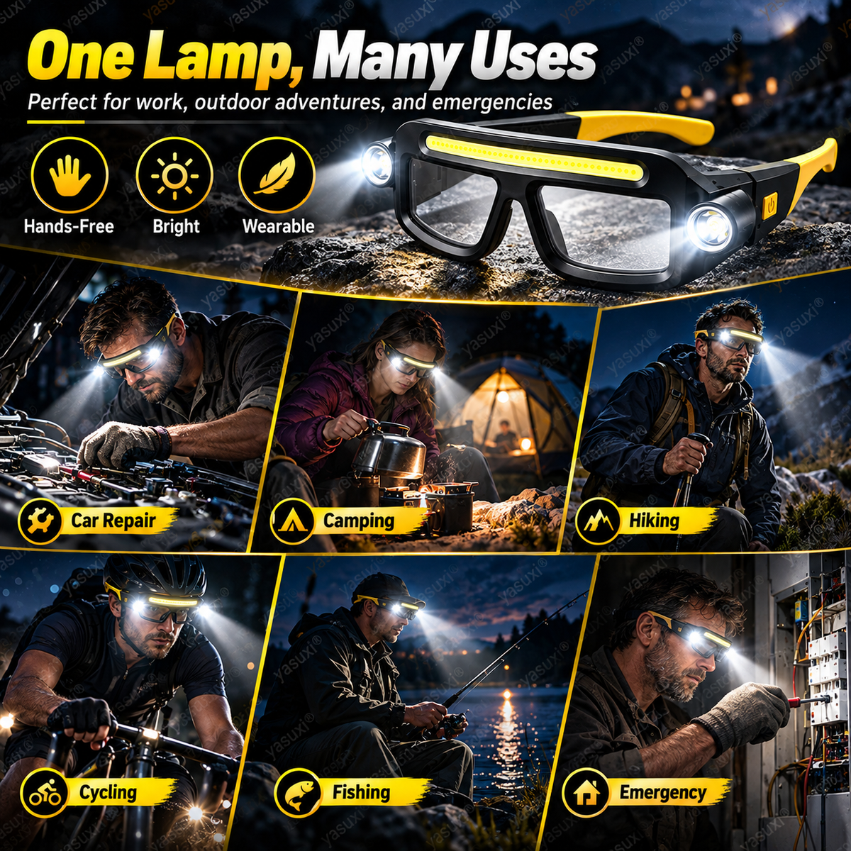 NightTrek™ LED-Stirnlampe mit Schutzbrille | Freihändiges Licht für Arbeit & Outdoor