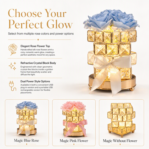 FloraLuxe™ Rosen-Würfellampe | Romantisches Licht & zeitlose Eleganz
