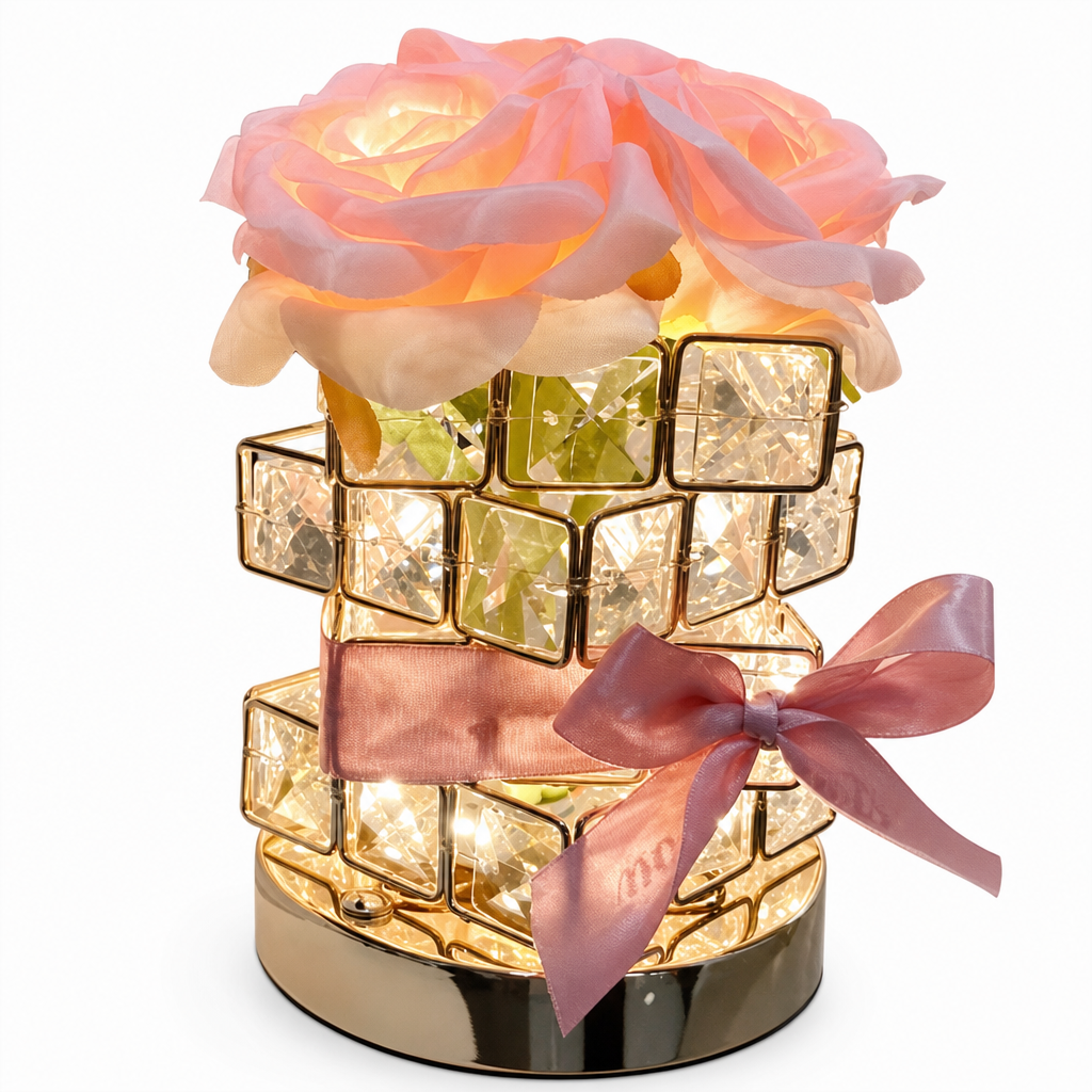 FloraLuxe™ Rosen-Würfellampe | Romantisches Licht & zeitlose Eleganz