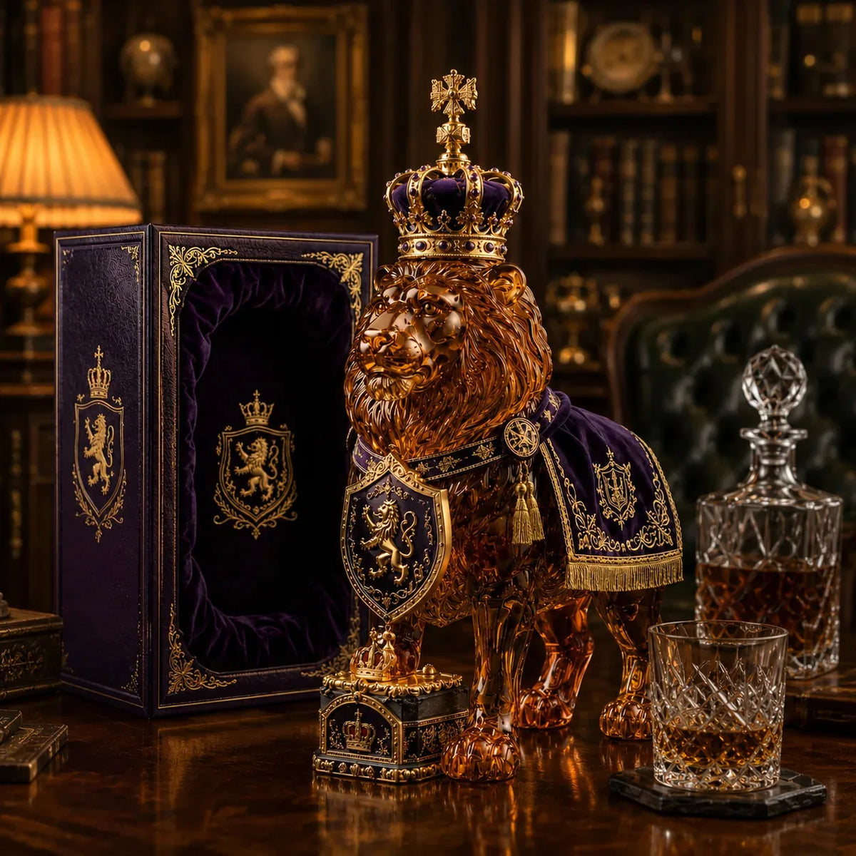 RegalLion™ Glas-Whisky-Dekanter | Königliches Löwen-Design & stilvolle Hausbar-Deko