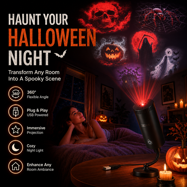 SpookLume™ HD Halloween-Projektor – 6 Gruselige Motive für Sofortige Halloween-Atmosphäre