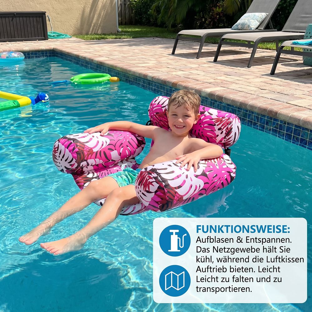 FloatNest™ | Aufblasbare Pool-Hängematte mit komfortabler Rückenlehne