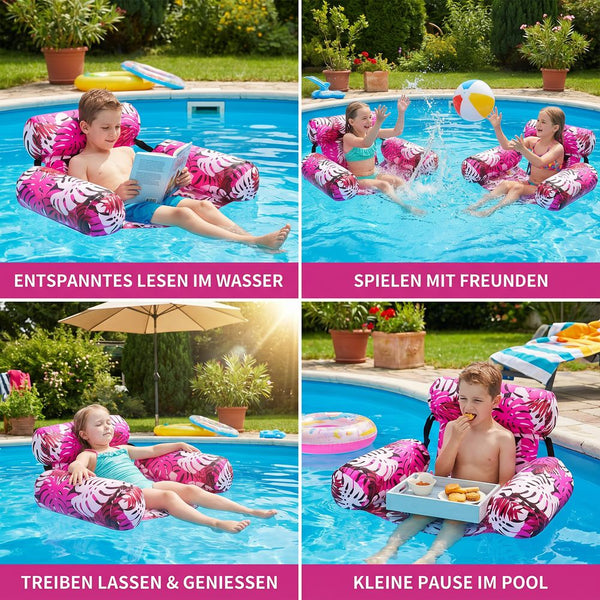 FloatNest™ | Aufblasbare Pool-Hängematte mit komfortabler Rückenlehne