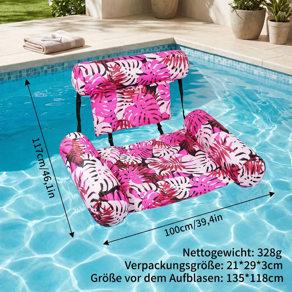 FloatNest™ | Aufblasbare Pool-Hängematte mit komfortabler Rückenlehne