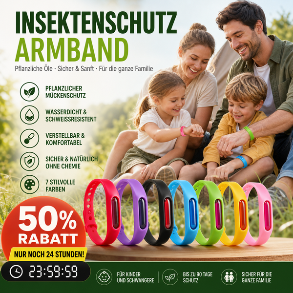 1+1 GRATIS | BugGuard™ - Wiederverwendbares Mückenschutzarmband für Outdoor, Camping & Reisen