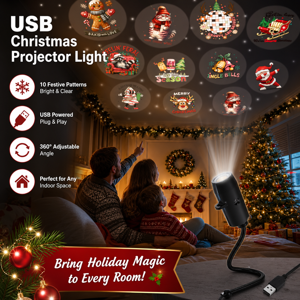 MerryGlow™ HD Weihnachtsprojektor – Festliche Weihnachtsstimmung in Sekunden