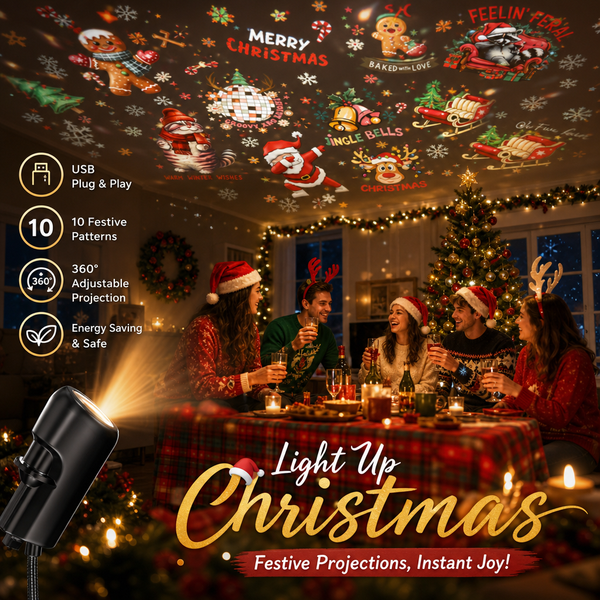 MerryGlow™ HD Weihnachtsprojektor – Festliche Weihnachtsstimmung in Sekunden